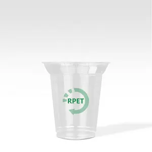 Copo de beber de chá reciclável descartável, copo plástico do pet rpet da bolha com tampa