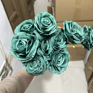Ifg bán buôn Hoa Lụa Nhân Tạo hoa màu xanh lá cây Rose Bouquet cho sắp xếp đám cưới - Product Image 5