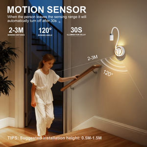 مصباح حائط لاسلكي حديث بمستشعر حركة، قابل للتعديل، يعمل باللمس، قابل لإعادة الشحن عبر USB، إضاءة ليلية LED للمنزل - Product Image 3