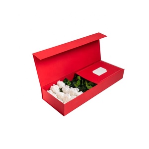 Cao cấp tùy chỉnh in hình chữ nhật cứng nhắc thân dài vĩnh cửu Hoa hồng hộp UV lợi thế lá Matt Cán dập nổi tái chế - Product Image 2