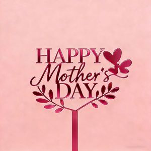 Décoration de gâteau réutilisable en acrylique pour la fête des Mères, insert 'Happy Mom' pour anniversaire, décoration de pâtisserie, style papillon, présentoir à desserts - Product Image 5