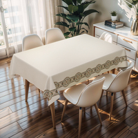 Nappe tissée beige à motif floral vert pistache RNPT avec support en PU, résistante à l'huile, jetable, facile à nettoyer, épaisseur 0,5 mm, pour extérieur