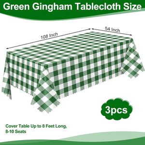 Lot de 3 nappes à carreaux vichy vert et blanc, décorations pour fête de <span class=keywords><strong>golf</strong></span> Masters, 54 x 108 pouces, nappes à carreaux vertes festonnées - Product Image 2