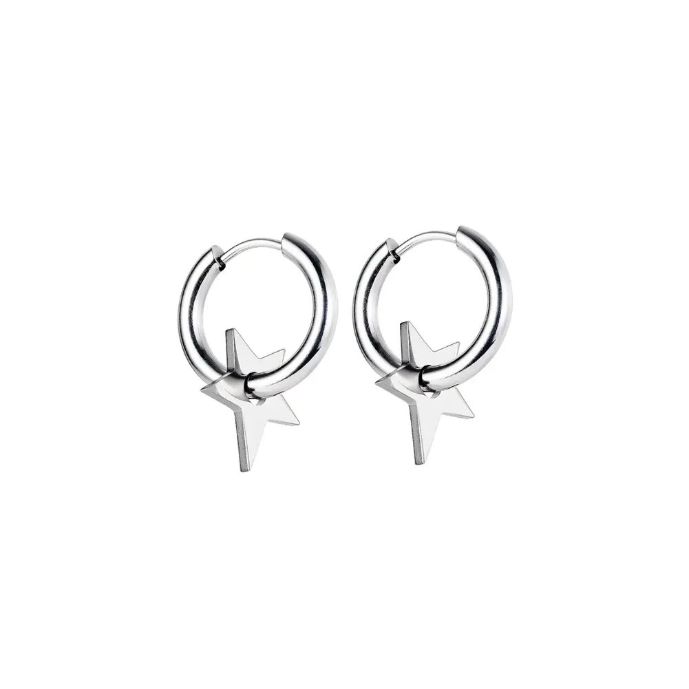 Five-pointed Star joyeria acero inoxidable New Design Couple Jewellery Key Ear rings White Gold Plated Color Silver Earrings