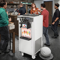 Machine à glace molle automatique TRUWIN à 3 saveurs, facile à utiliser, en acier inoxydable, sur pied, garantie 1 an