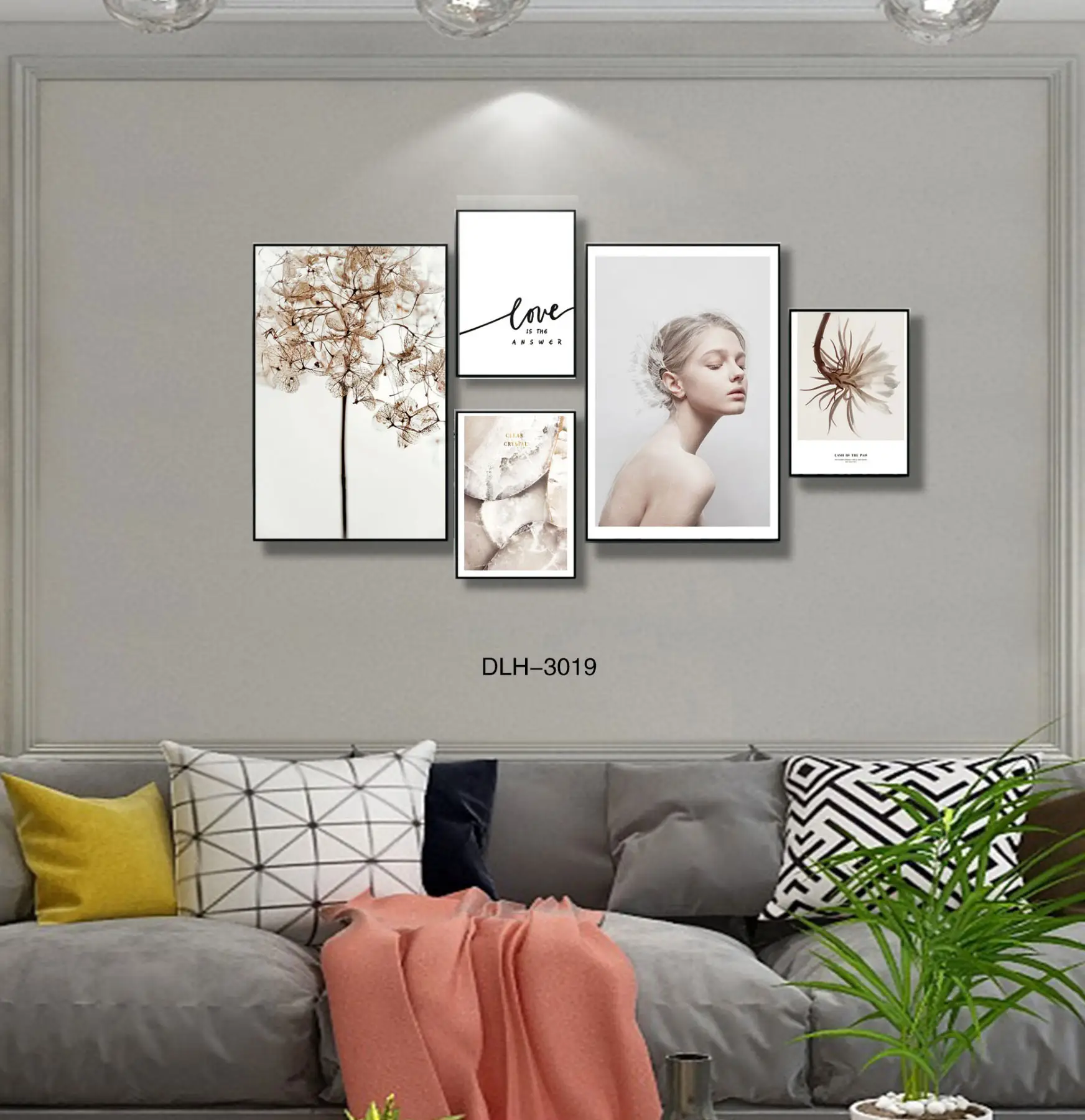 Custom Beige and White Beauty Light Fashion Fashion Wall Art Canvas Poster Wall Art Decor Print Paintings for Living Room