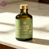 Étiquettes personnalisées pour bouteilles d'huile d'olive, autocollants en vinyle imperméables et résistants à l'huile, rouleaux avec estampage doré, taille personnalisée, qualité alimentaire
