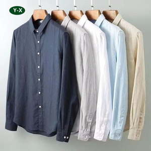 <span class=keywords><strong>Camisa</strong></span> Cárdigan de Lino 100% para <span class=keywords><strong>Hombre</strong></span> y Mujer Y-X2024, <span class=keywords><strong>Manga</strong></span> <span class=keywords><strong>Larga</strong></span>, Cuello en V, Holgada con Botones, para las Cuatro Estaciones - Product Image 1