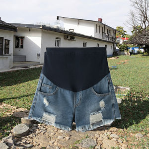 <span class=keywords><strong>Short</strong></span> de grossesse en <span class=keywords><strong>jean</strong></span> à taille élastique tendance été avec trou déchiré tendance pour femmes enceintes - Product Image 3