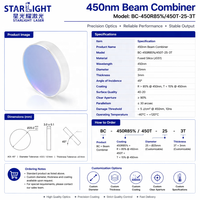Combinateur de faisceau de précision 450 nm en silice fondue JGS1 D25mm 3T pour graveur laser industriel et affichage laser RVB