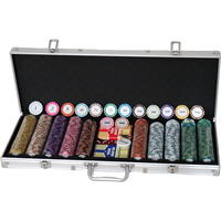 Ensemble de jetons de poker personnalisés de haute qualité OEM/ODM Las Vegas Monte Carlo, 500 jetons en argile vierges avec étui en aluminium