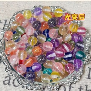 Série de perles lumineuses <span class=keywords><strong>Firefly</strong></span> Light, perles changeantes de couleur, résine UV ronde, en vrac, bracelets DIY, accessoires à coudre. - Product Image 3