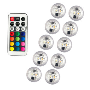 Mini <span class=keywords><strong>RGB</strong></span> chìm đèn LED Set 10PCS nhiều màu nhỏ tealight nến 2 gói từ xa pin hoạt động trụ cột không thấm nước - Product Image 1