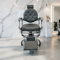 Fauteuil de Barbier Robuste Inclinable Chromé Hydraulique pour Salon de Coiffure Hommes Vente en Gros OEM ODM