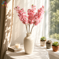 Vente en gros de branches de fleurs de cerisier artificielles au toucher réel, fleurs de sakura roses pour la décoration de mariage, d'événements et de la maison, arrangement floral