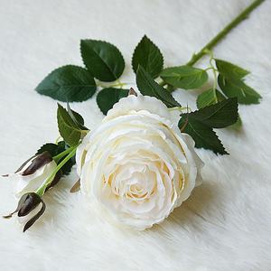 Roses artificielles à 3 têtes en soie, tige unique, très demandées, pour la décoration intérieure. - Product Image 5