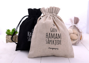 Pochette cadeau personnalisée en coton et lin avec logo, sac à cordon en coton biologique sur mesure - Product Image 5