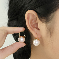 Pendientes de Perlas de Imitación de Agua Dulce en Tono Dorado con Gancho y Cierre de Palanca de 14mm 12mm 24-39mm, Joyería al por Mayor