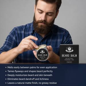 Baume à barbe biologique naturel adoucissant sous marque privée avec boîte en étain pour l'entretien de la barbe masculine - Product Image 2
