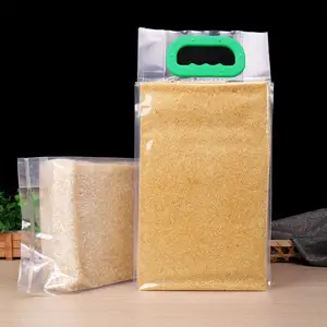 Saco de armazenamento de alimentos à prova de umidade, saco portátil transparente para cereais, farinha, feijão, noz, arroz, chá, pó, embalagem a vácuo com alça