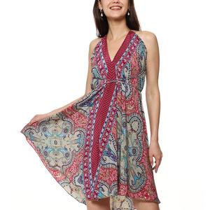 Vestido Corto de Seda para Mujer, Vestido de Verano Informal sin Mangas, Mini Vestidos de Tirantes con Estampado Floral - Product Image 3