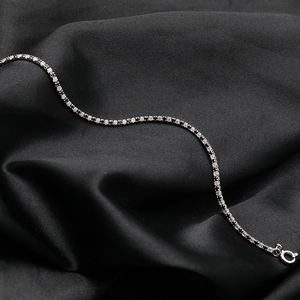 Bracelet tennis en argent sterling 925 avec zircon noir et blanc de 1,5 mm, serti rond, nouveau design, bijoux fins, bracelets - Product Image 4