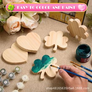 Adornos de Madera con Forma de Trébol para el Día de San Patricio, Material de Pino, Forma Irregular, Decoraciones de Escritorio, Artículos para Fiestas - Product Image 4
