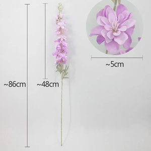 Delphinium artificiel à longues tiges et 2 branches en soie floquée pour les fleurs de scène de mariage, les remises de diplômes et la décoration intérieure - Product Image 4