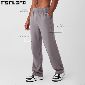 Tela de Protección Ambiental para hombre 100% personalizado de talla grande Jogger pantalones de chándal holgados Casual pierna recta pantalones de chándal de pierna ancha - Product Image 4