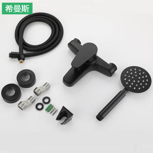 Ensemble de douche mural noir Himans avec pommeau de pluie et mitigeur, design moderne, installation encastrée - Product Image 2