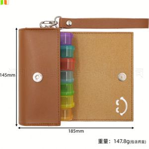 Boîte à médicaments de voyage en cuir PU, grande capacité, portable, boîte à pilules quotidienne pour 7 jours, pour vitamines/huile de poisson/suppléments - Product Image 4