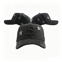 Gorras Barbas de Alta Calidad, Gorras de Béisbol Deportivas con Visera Curva de Gamuza Negra, Gorra El Barbas Hat B Cross 24K Oro Rosa