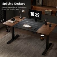 Table de bureau réglable en hauteur, silencieuse, électrique, pour la maison, le bureau et l'apprentissage, design moderne, plateau en métal et en bois