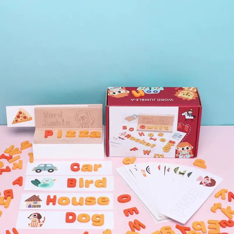 बच्चों प्रारंभिक शिक्षा के लिए लकड़ी की ट्रे Enlightens अंग्रेजी सीखने के लिए पत्र कार्ड खेल खिलौना