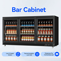 Mini-réfrigérateur à boissons 3 portes, refroidisseur de bar commercial sous comptoir avec éclairage LED et ventilateur de refroidissement