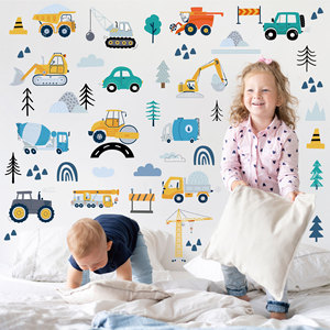 Milieubescherming Gezondheid Vinyl Zelfklevende Boho-Stijl Voertuigen Baby Slaapkamer Decoratie Cartoon Print Muursticker - Product Image 6