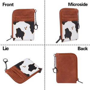 <span class=keywords><strong>Portafoglio</strong></span> Piccolo da <span class=keywords><strong>Donna</strong></span> con RFID, Porta Carte di Credito in PU, Sottile con Cinturino da Polso, Portachiavi e Tasca con Cerniera, Stampa Mucca Bianca - Product Image 4