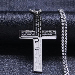 Collar con Colgante <span class=keywords><strong>de</strong></span> Cruz Cristiana Clásica <span class=keywords><strong>de</strong></span> Acero Inoxidable, Amuleto <span class=keywords><strong>de</strong></span> Jesús, para Hombres y Mujeres, Regalo <span class=keywords><strong>de</strong></span> Joyería Católica <span class=keywords><strong>de</strong></span> Fe y Oración - Product Image 2