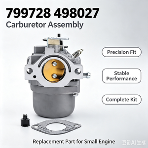 Carburateur de remplacement 799728 498027 pour moteur de tondeuse à gazon <span class=keywords><strong>Briggs</strong></span> & <span class=keywords><strong>Stratton</strong></span> <span class=keywords><strong>5HP</strong></span> 6.<span class=keywords><strong>5HP</strong></span>, générateur, petit moteur avec joint et adaptateur - Product Image 1