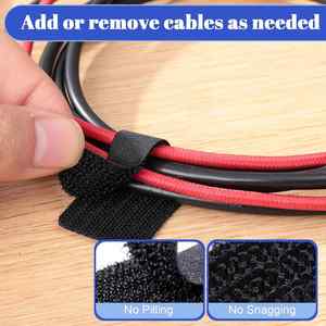 Organisateur de câbles écologique, robuste, auto-adhésif, double face, en polyester/nylon, avec crochets et boucles, adhésif puissant - Product Image 4