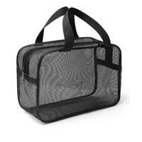 Sac de Douche en Maille Noir Portable pour Rangement d'Accessoires