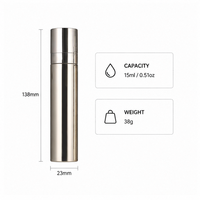 Flacon pulvérisateur cylindrique en PET de 15 ml/0,15 oz avec logo personnalisé, finition dorée électrolytique, vide, pour cosmétiques et toniques, vente en gros