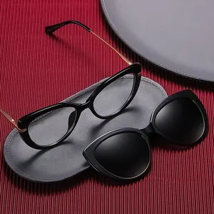 MS 95336 Fashion Arrival Custom Logo Tr90 Magnetic Clip On Polarized Sunglasses Monturas Con Clip
