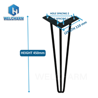 Pieds de table en fer forgé noir à 3 tiges, style hairpin, pour cuisine et chambre, vente en gros, sur mesure, pour meubles de salle à manger et de café, DIY