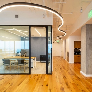 Lámpara LED Lineal Curva de Perfil de Aluminio, Forma de S, Lámpara Colgante Enlazable con Luz Blanca Ajustable y Atenuación DALI - Product Image 1