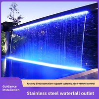 Fontaine d'eau moderne en acier inoxydable avec bec cascade, fonction d'eau courante, cascade à plusieurs niveaux pour évier, rideau d'eau pour cour, panneau d'eau pour bassin à poissons