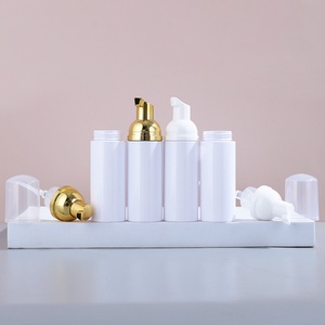 Bouteille en mousse plastique 30ml 40ml 50ml 60ml PET blanche transparente pour nettoyant visage, mousse de savon, flacons pompe avec couvercle doré - Product Image 1
