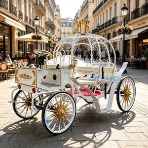 Calèche en métal creux en forme de citrouille à 6 places, tirée par des chevaux, couleur et taille personnalisables, pneus pleins électriques/tirés par des chevaux, pour location commerciale - Product Image 1