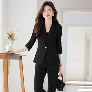 Blue Women's Suit <b>Set</b> Professional Formal Wear For Hotel Receptionist Business Leisure Commuting Summer 2026 - Product Image 4
