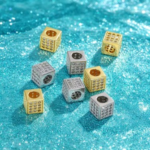 Separadores de Cuentas Cuadrados con Zirconia, <span class=keywords><strong>Separador</strong></span> de Cuentas, Material de Cobre, Cuentas con Agujero Cuadrado Grande, Materiales para Manualidades DIY - Product Image 5